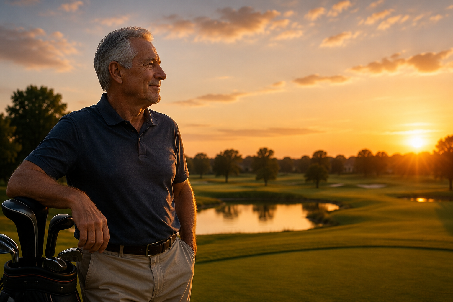 Business owner enjoying retirement on a golf course